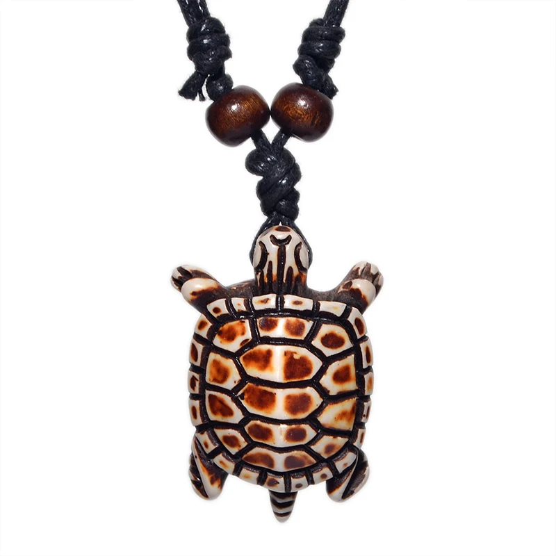 Collar con colgante de tortuga FX008 para hombre, Gargantilla Retro, joyería de estilo Tribal indio Maya, collar de hueso de Yak de imitación, amuleto para regalo