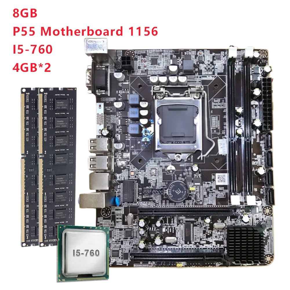 Материнская плата P55 LGA 1156 с процессором I5 760 для Intel 2x4 ГБ = 8 DDR3 двухканальный 1600