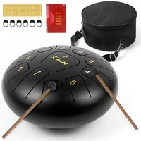kmise steel tongue drum 10 inch 11 notes handpan percussion instrument w drum mallets carry bag music book for yoga meditation