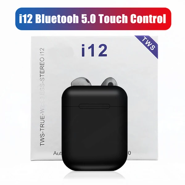 TWS Black I12 TWS, оригинальные беспроводные Bluetooth наушники, беспроводные, авто сопряжение, спортивные наушники с наушниками, аксессуары для i7s i10 TWS - Цвет: TWS Black