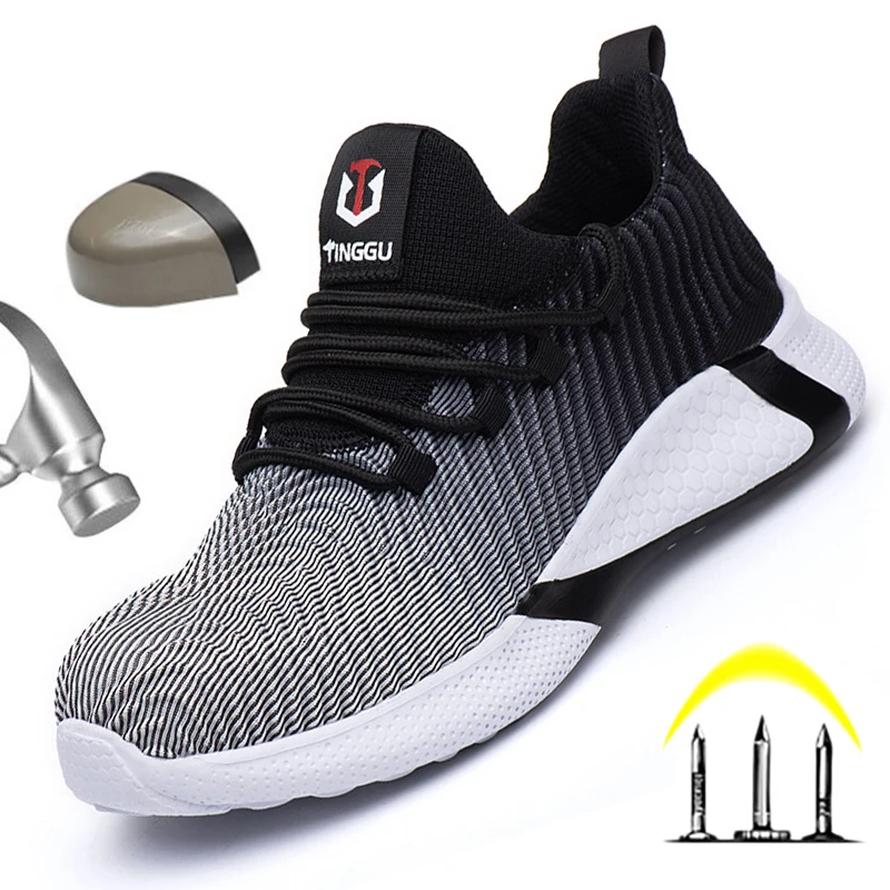 

Мужские защитные ботинки со стальным носком, защитные кроссовки, нескользящая рабочая обувь, мужские ботинки, защитная обувь для улицы, нер...