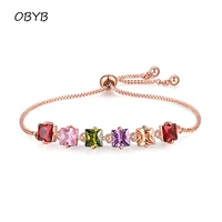 new korean fashion jewelry bracelet cubic zircon charm bracelet bangle adjustable chains for women lovers best jewelry gifts