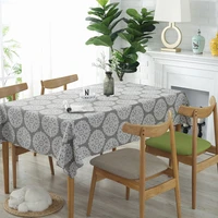 retro grey flower tablecloth home restaurant cotton linen table cloth rectangular desk coffee table dining table cover