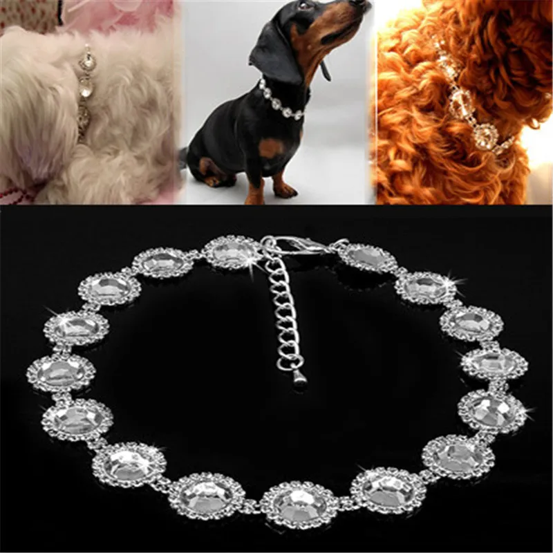Ошейник для собак Bling Стразы жемчужное ожерелье домашних животных ошейник с