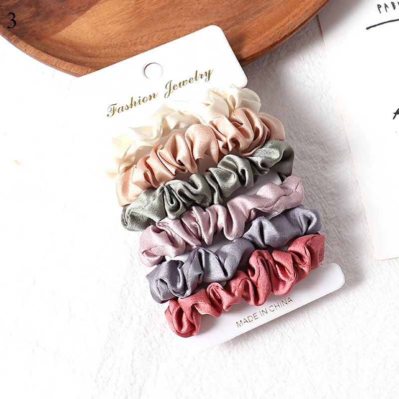 

1 Set Cute Fashion Scrunchies Ponytail Hair Ring Rope Retro Rubber Band Candy Color Hair Ties Rope Quality Hair Accessories