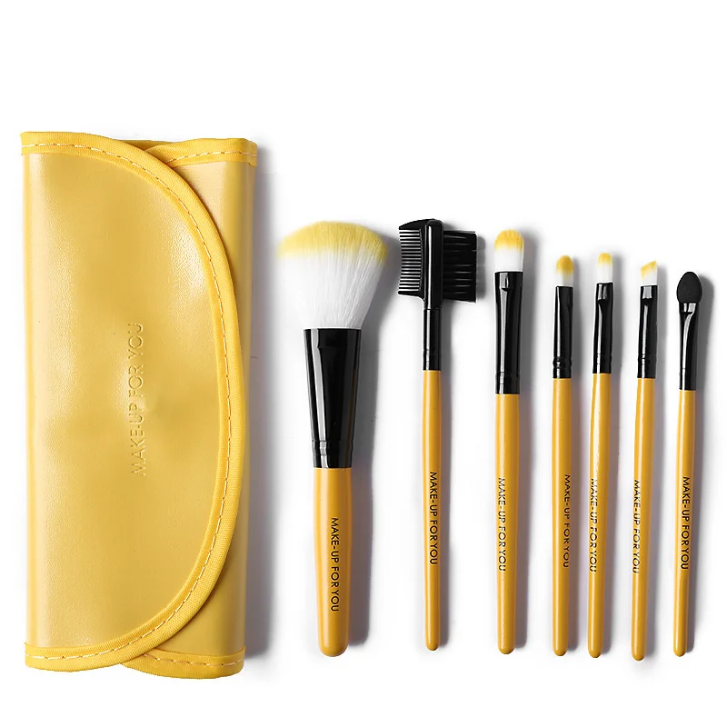 yellow 7 шт./компл. основа кисти для макияжа кисть для теней для век косметическая пудра для бровей, подводка для глаз, макияж кисти для макияжа набор профессиональных косметических инструментов - Handle Color: yellow