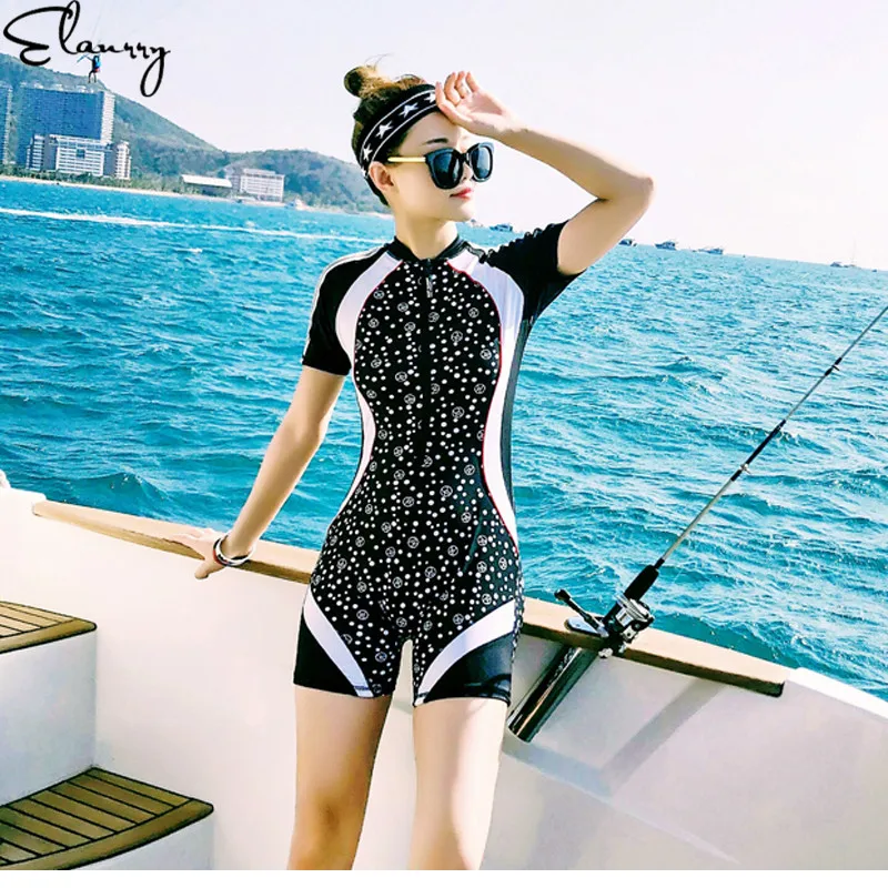 Женский слитный спортивный купальник привлекательный на молнии с подкладкой