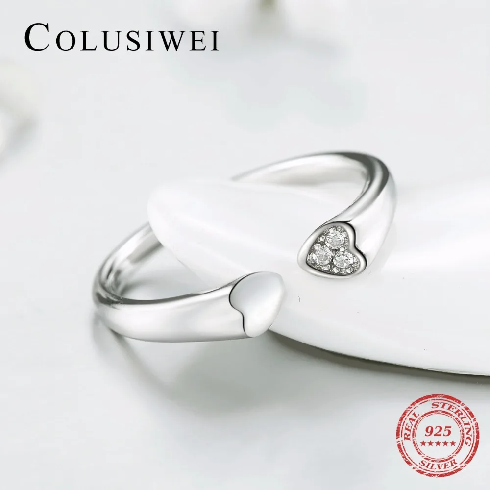 COLUSIWEI 925 пробы серебряные украшения свадебные Сияющий сердца кольца модные