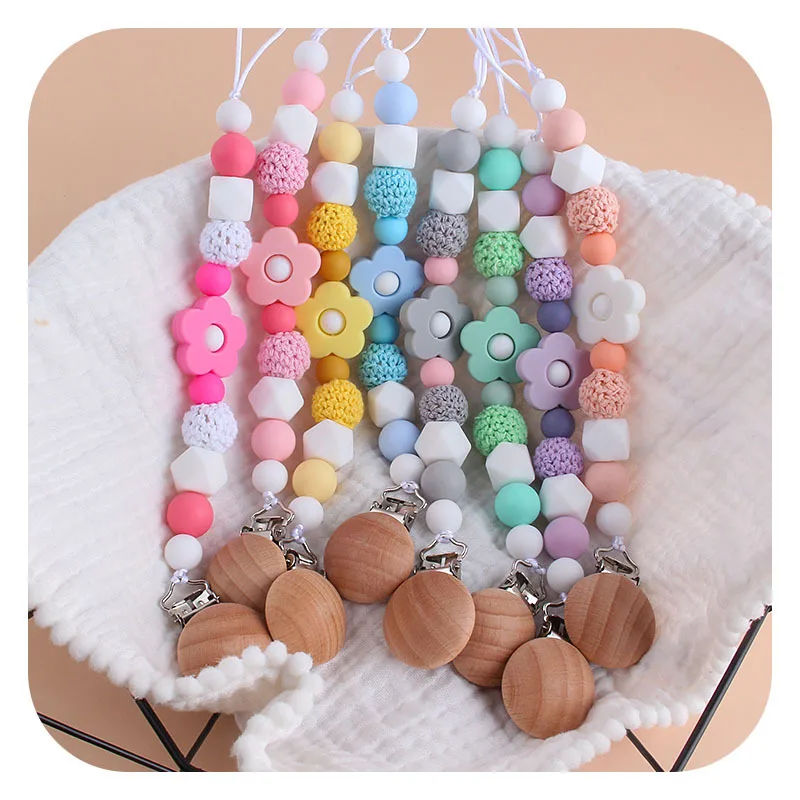 

Pacifier Clip Holder For Babies Silicone Beads Teether Toys Baby Accessories BPA Free Nipple Chain Soother Teething Toy For Kids