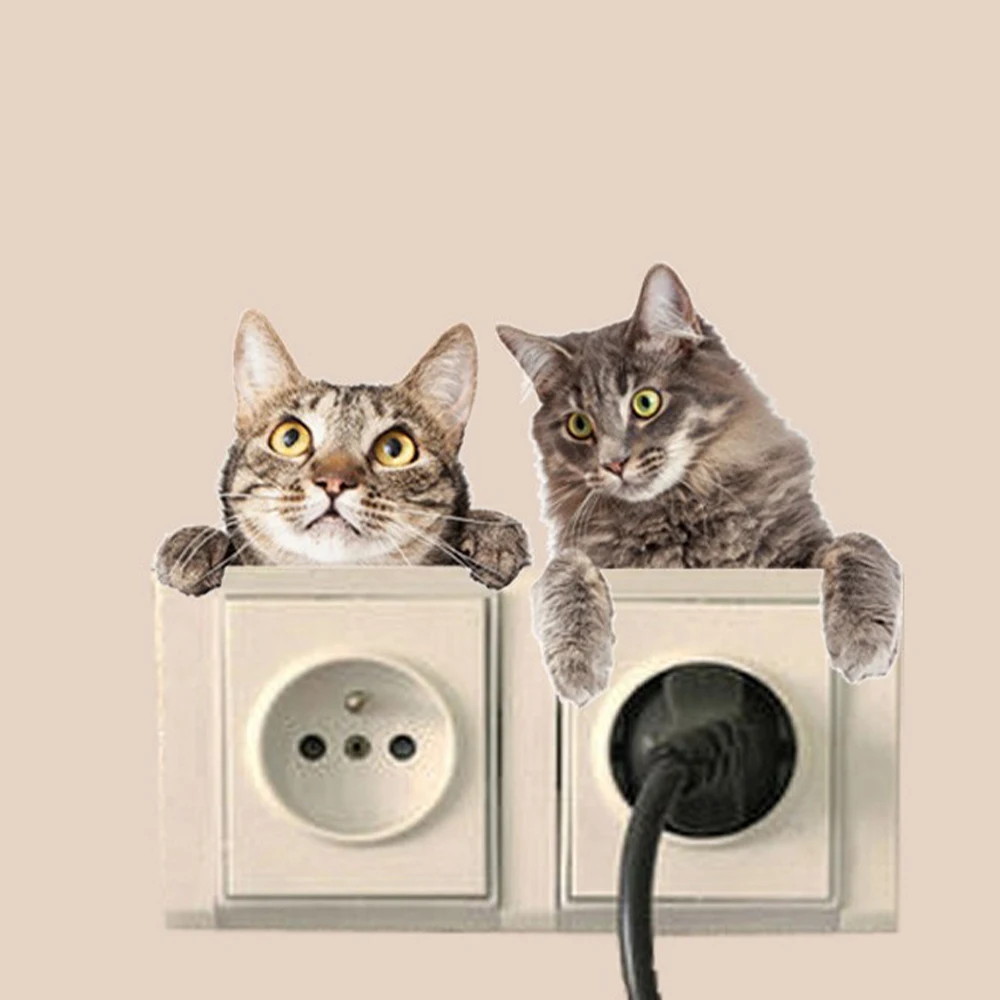 

Lovely 3D Cats Dogs Switch Sticker Cute 3D Cat And Dog Switch Stickers Home Decor Decals Socket Paste For Home Decor Living Room