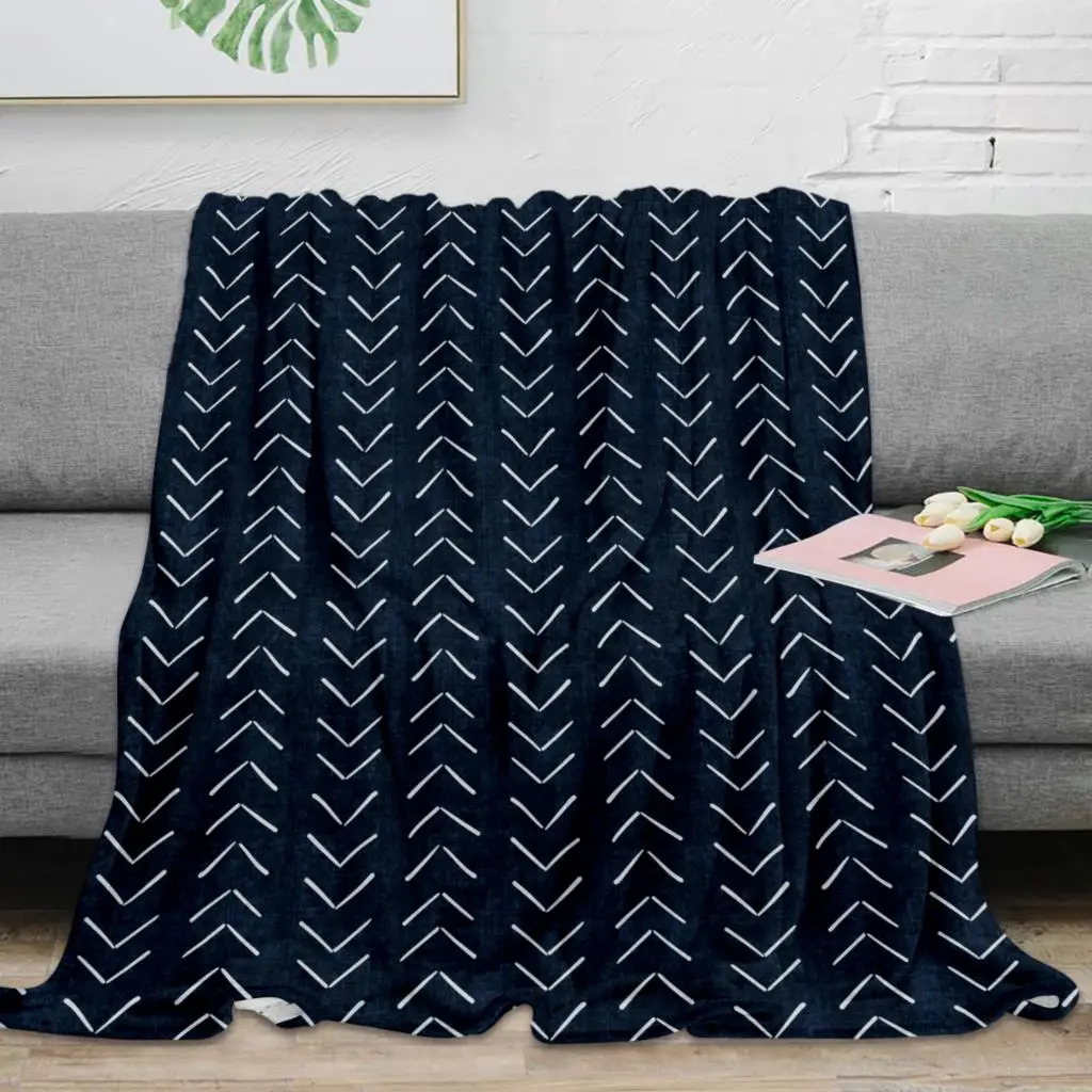 

Manta de microfibra para cama, manta cálida de franela con flechas grandes en azul marino, decoración de dormitorio, paño de bar