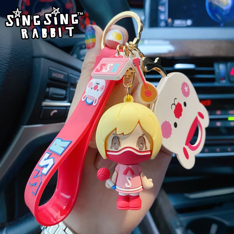 

Lovely Star Bunny Girl Keychain Student Backpack Handsome Pendant Car Seat Keyring Give Friend Keychains Christmas Birthday