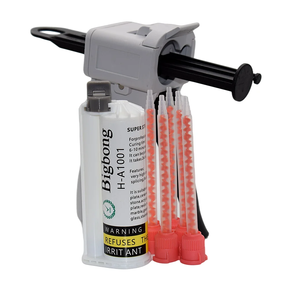 

50ml Black 10:1 AB Glue Adhesives with 5pc 10:1 Static Mixing Nozzles and 50ml 10:1 AB Glue Gun Dispenser Manual Caulking Gun