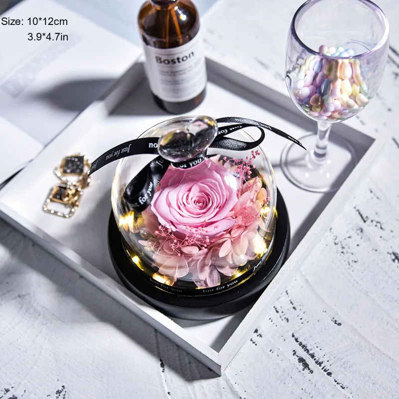 

Eternal Valentines Day Gift Forever Rose In Glass Dome With Lights Beauty And The Beast Real Rose Mother'S Day Gifts