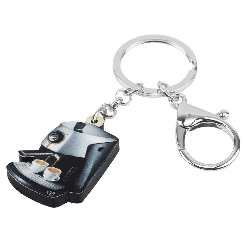 Bonsny Acrylic Coffee Machine Cup Key Chains Rings Jewelry Bag Car Purse Decoration Keychains For Women Girl Teen Men Charm Gift