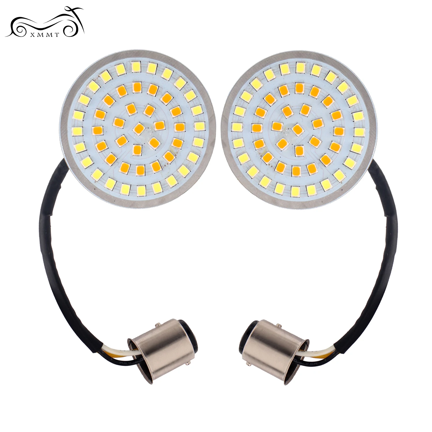 Motorcycle 2&quot Bullet Style White/Amber 1157 LED Inserts Turn Signal Light Panel For Harley Sportster Softail Touring Dyna |