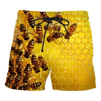 bee ruffled beach pants 3d printing fun ladies summer fashion casual swimming trunks mens quick drying shorts seaside clothing
