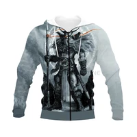 new fashion graphic spring autumn winter hip hop casual brand 3d print viking zip hoodie polyester v22