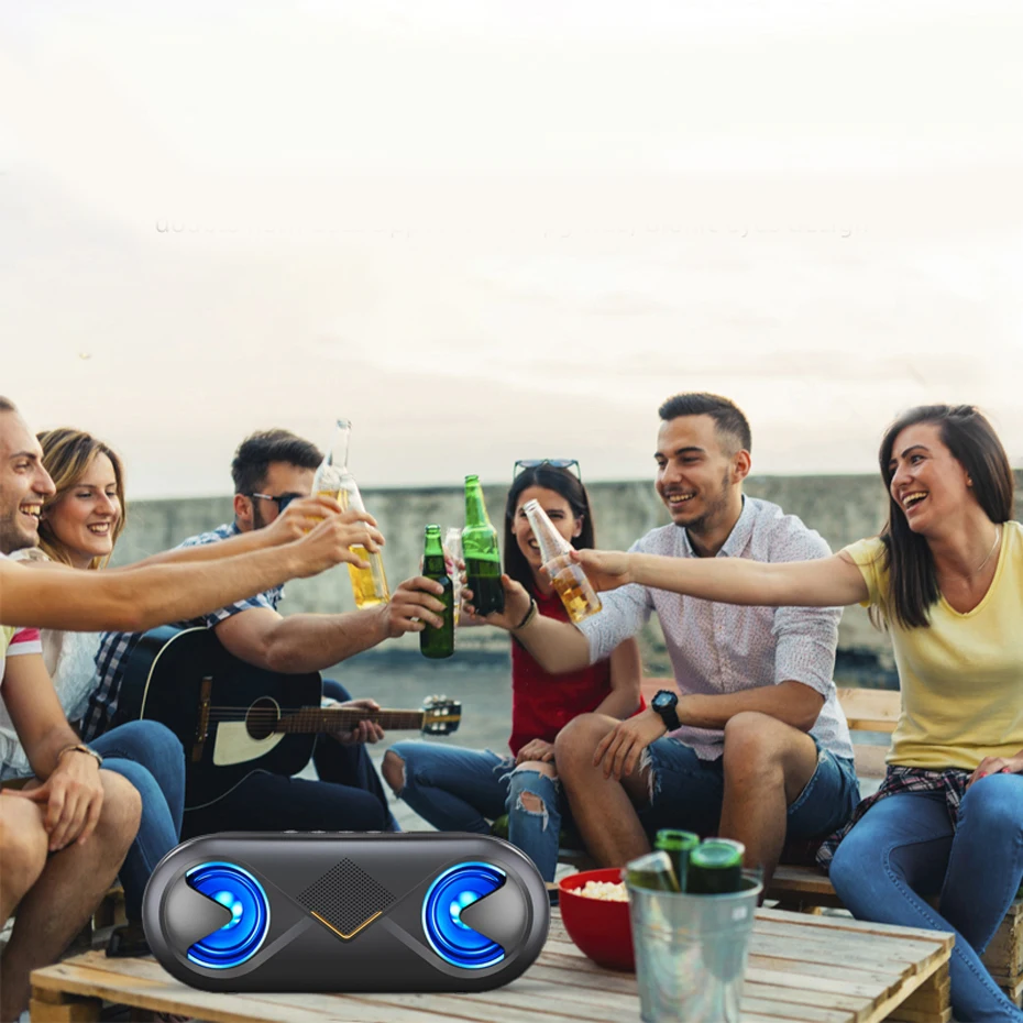 Портативный Bluetooth 5 0 динамик беспроводной стерео Бас Hifi BT сабвуфер AUX USB микрофон