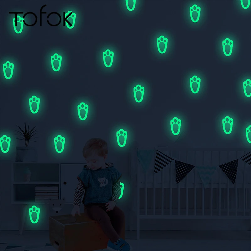 Tofok DIY светящиеся кролики следы Наклейка на стену украшение для коридора наклейка