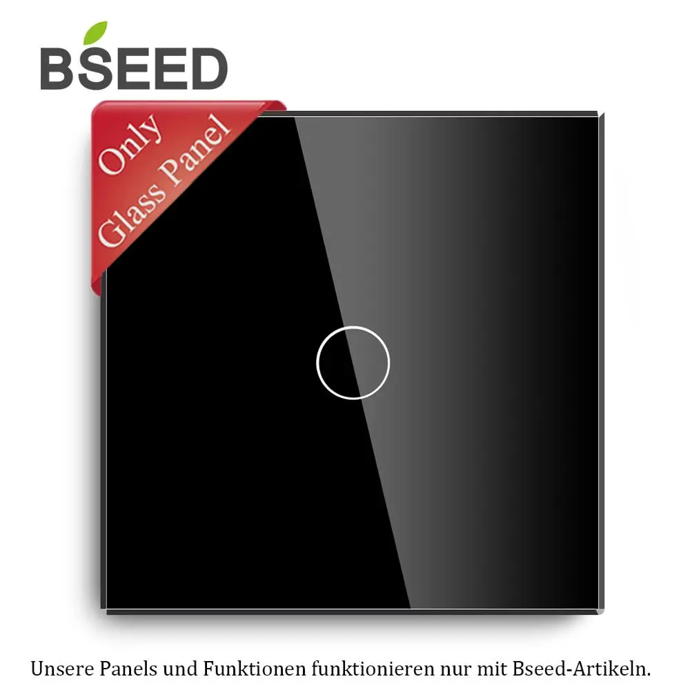 BSEED жемчуг Кристалл Стекло стандарт ЕС Великобритании 86 мм одна стеклянная панель белый черный Глобен настенный сенсорный выключатель