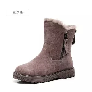 

2020 winter new Korean version plus velvet warm snow boots female short tube cotton boots tassel zipper Martin boots cotton shoe