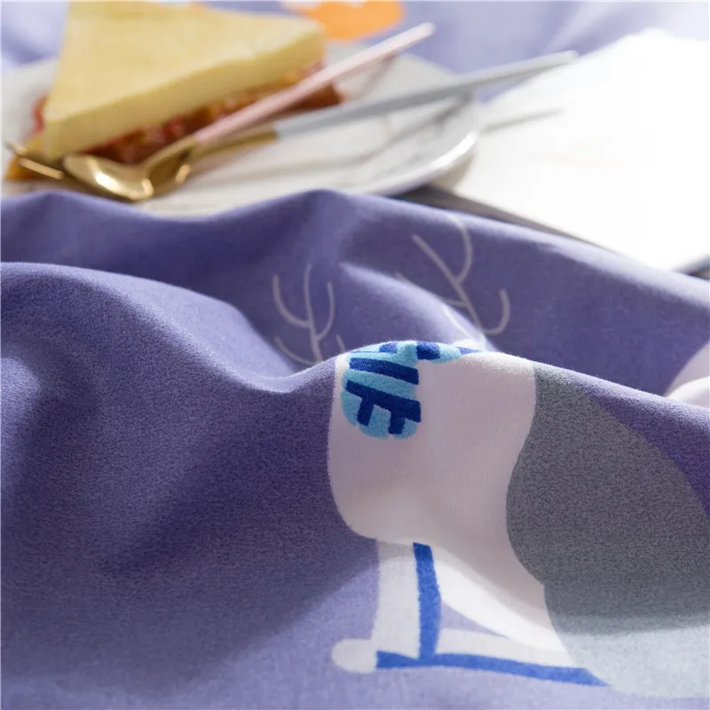 SlowDream модные лиса комплект голубого постельного белья мультяшный пододеяльник