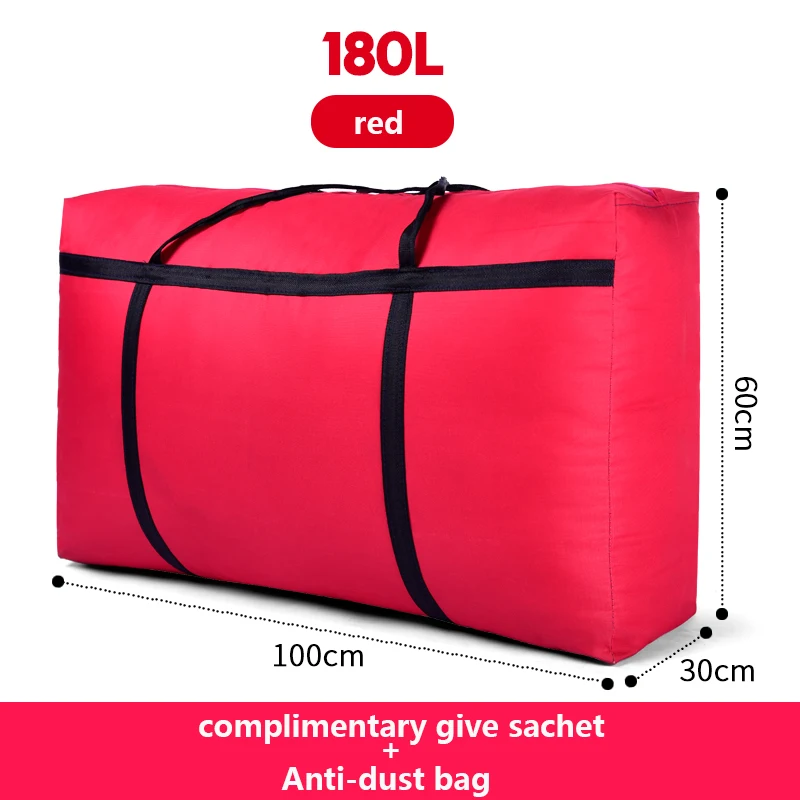 Red 180L Дорожная сумка, холщовая, переносная, для женщин, для выезда за границу, сумка для багажа, большая вместительность, 40L-180L, большая, переносная, для дома, сумка для хранения, очень большая - Цвет: Red 180L
