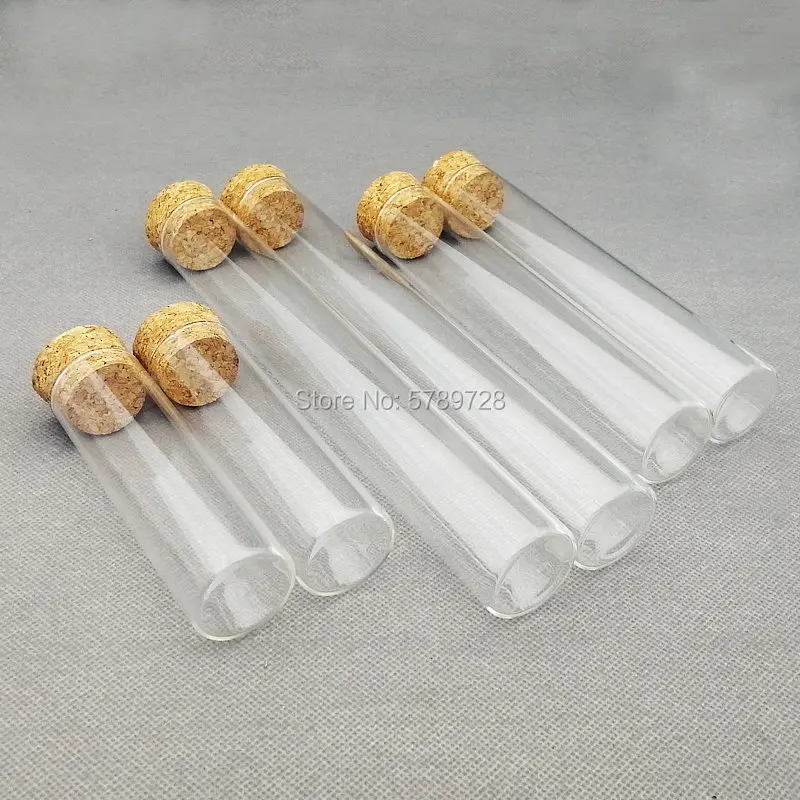 Outer diameter 30mm flat bottom Glass test tube with cork stopper,Lab Thickened glass reagent reaction vessel