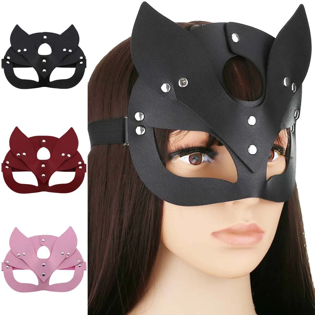 

19cm X 16cm European and American personality PU leather fox mask party masquerade decoration mask eye mask for men and women