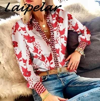 laipelar new women button down shirt autumn clothes 2019 ladies fashion long sleeve print elegant satin blouses shirts