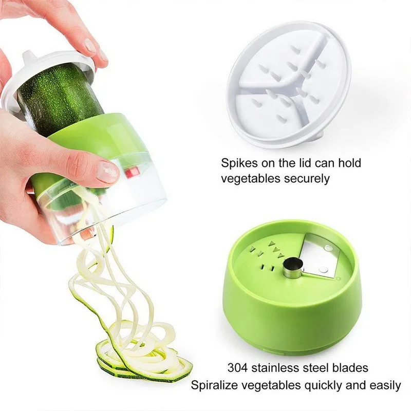 

Handheld Spiralizer Vegetable Fruit Slicer 4 in 1 Adjustable Spiral Grater Cutter Salad Tools Zucchini Noodle Spaghetti Maker
