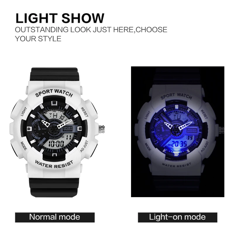 Женские спортивные часы FMOD с двойным дисплеем аналоговые цифровые светодиодные