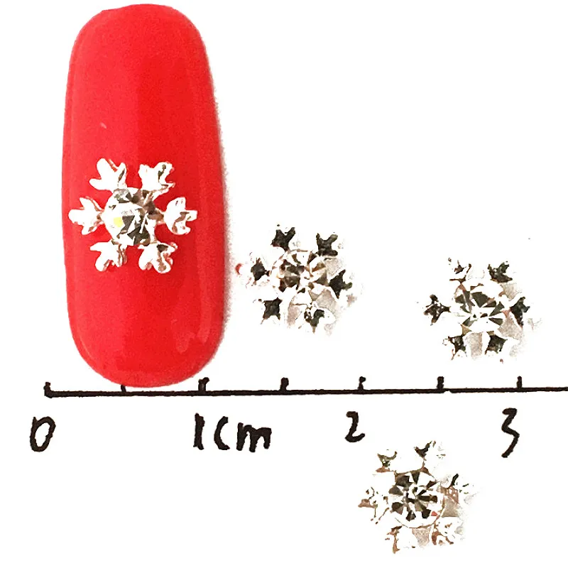 

10Pcs Snowflake Alloy Nail Art Decoration with Crystal 3D Nails Jewelry Deco Noel White Diamond Women Winter Manicure