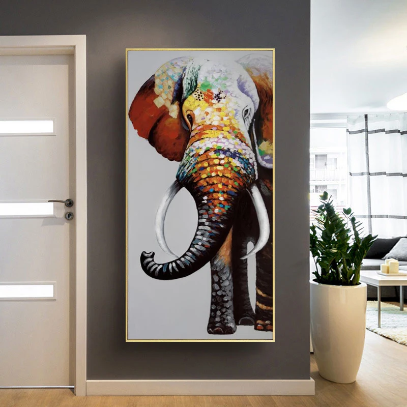 

Abstract animals Canvas Painting Wall Art Posters And Prints Wall Art Colorful Elephant Picture for Kids Room Home Quadros Decor