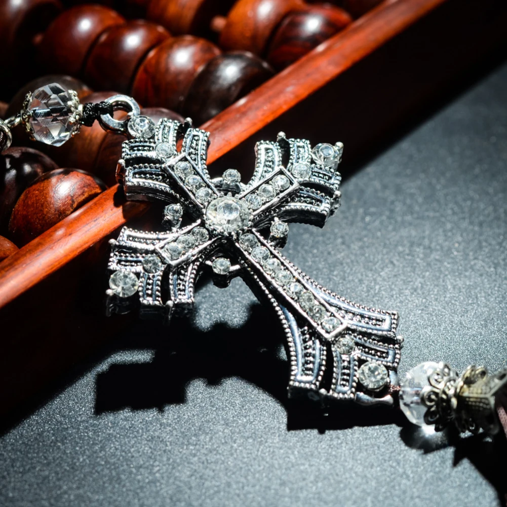 

Rhinestone Cross Jesus Christian Car Rear View Mirror Hanging Pendant Decor