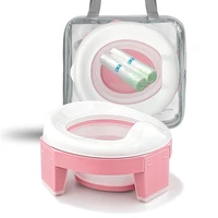 baby pot portable silicone baby potty training seat 3in1 multifunction travel toilet seat foldable children potty with 20 bags