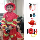 Детская семейная детская карнавальвечерние Косплей пожарный аксессуары Рабочая Униформа игрушечный набор автомобиль девочка мальчик подарок пожарный