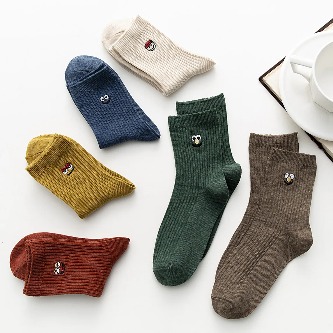 Женские длинные носки веселые осенние из чистого хлопка в стиле АР каваи для