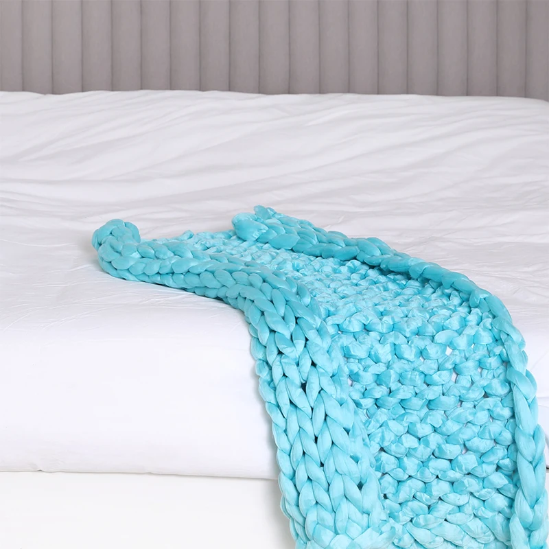 Модное вязаное шерстяное одеяло ручной работы из толстой шерсти мериноса объемное трикотажное одеяло s Прямая поставка 200X200 см