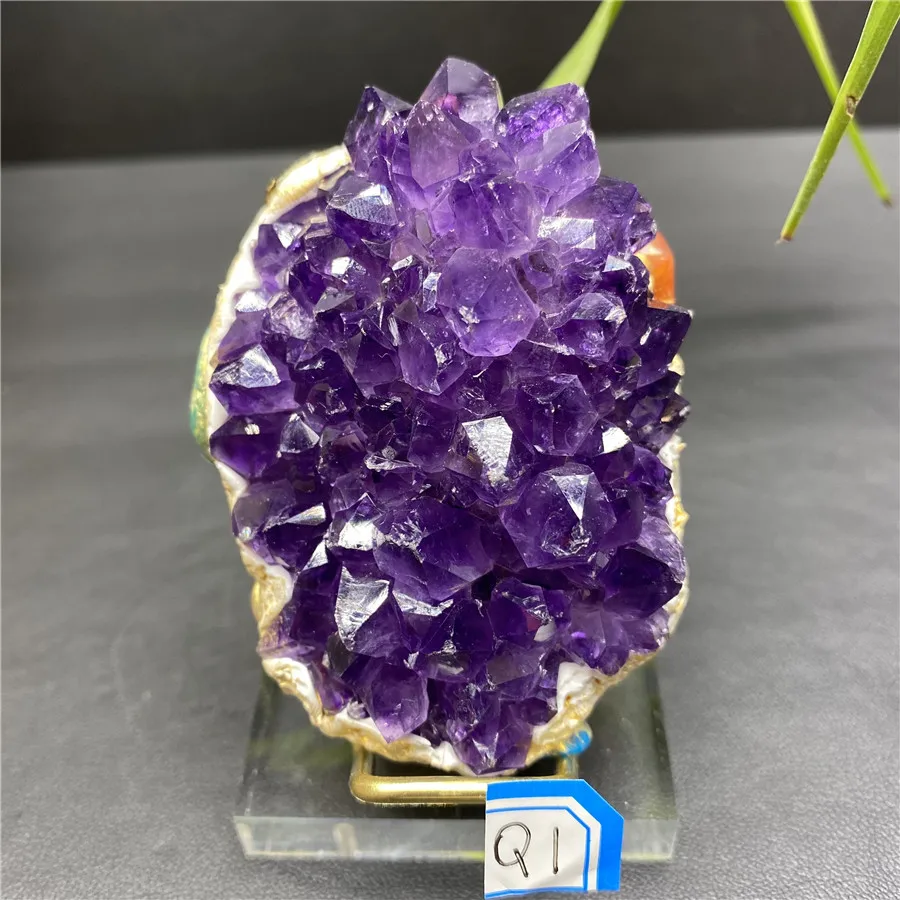 

TOP Natural Purple Amethyst Cathedral Quartz Crystal Cluster Mineral Specimen from Brazil