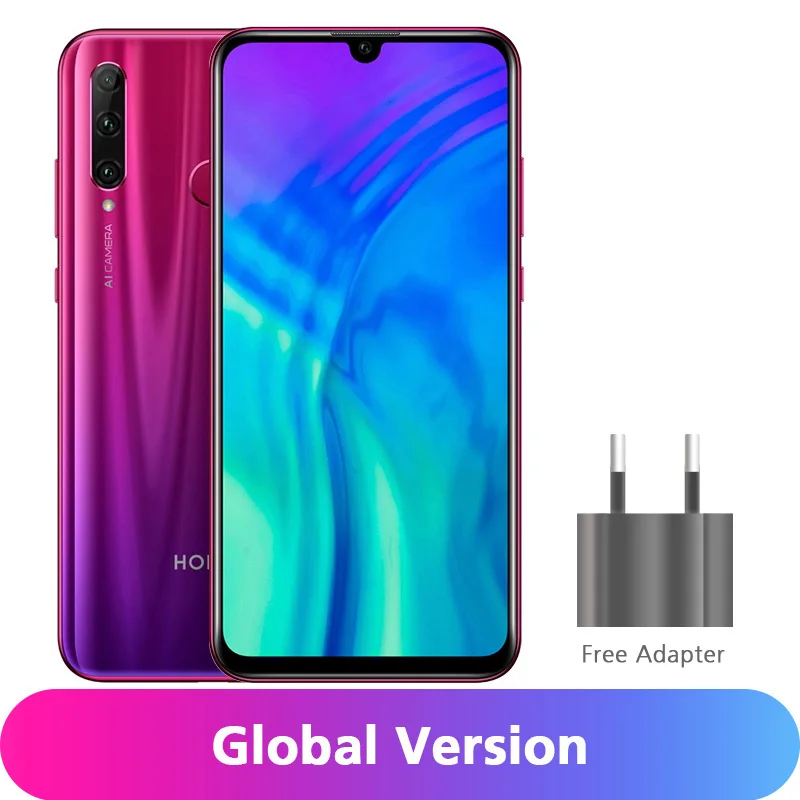 Глобальная версия Honor 20 Lite, 4 Гб, 128 ГБ, фронтальная, 32 МП, Kirin 710, четыре ядра, Android 9,0, мобильный телефон с функцией распознавания лица, 24 МП, камера заднего вида - Цвет: Red