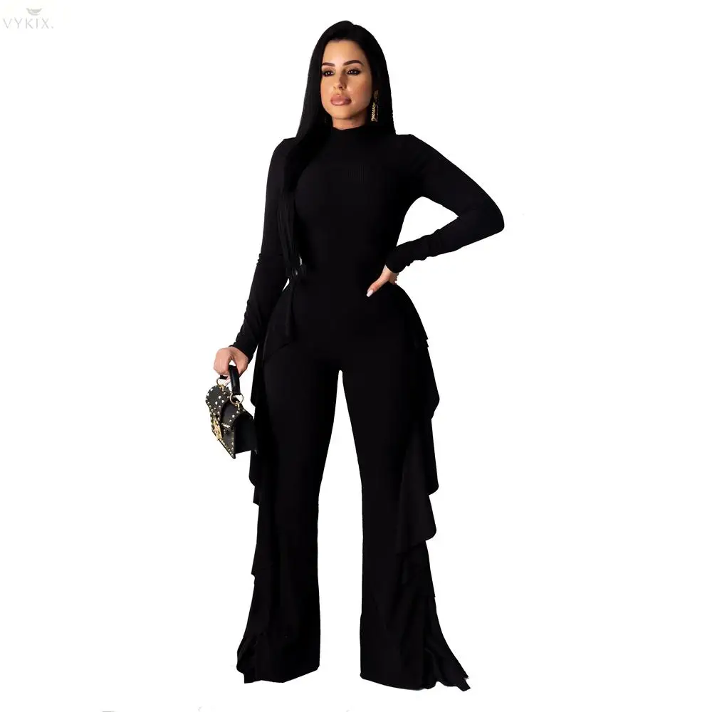 Женский комбинезон сексуальный трикотажный с оборками Женские Широкие штаны