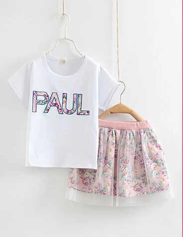 

2020 New Summer Girl Clothing Sets Kids Children Letter T shirt + Skirt 2pcs sets Children Clothing Set Design baby clothes