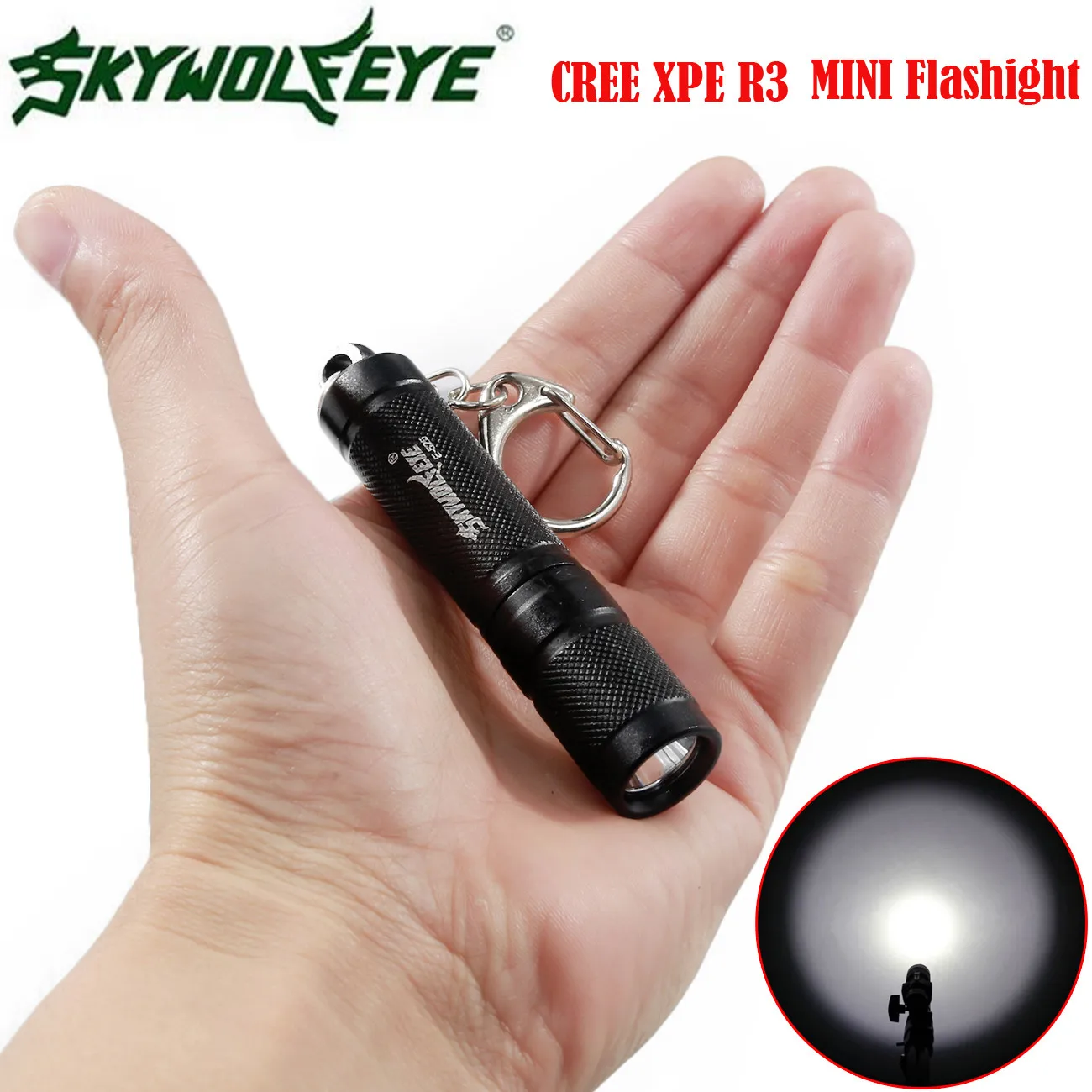 Мини фонарик XPE R3 1200 люмен алюминиевый фонарь с застежкой цепочкой ААА онарик из