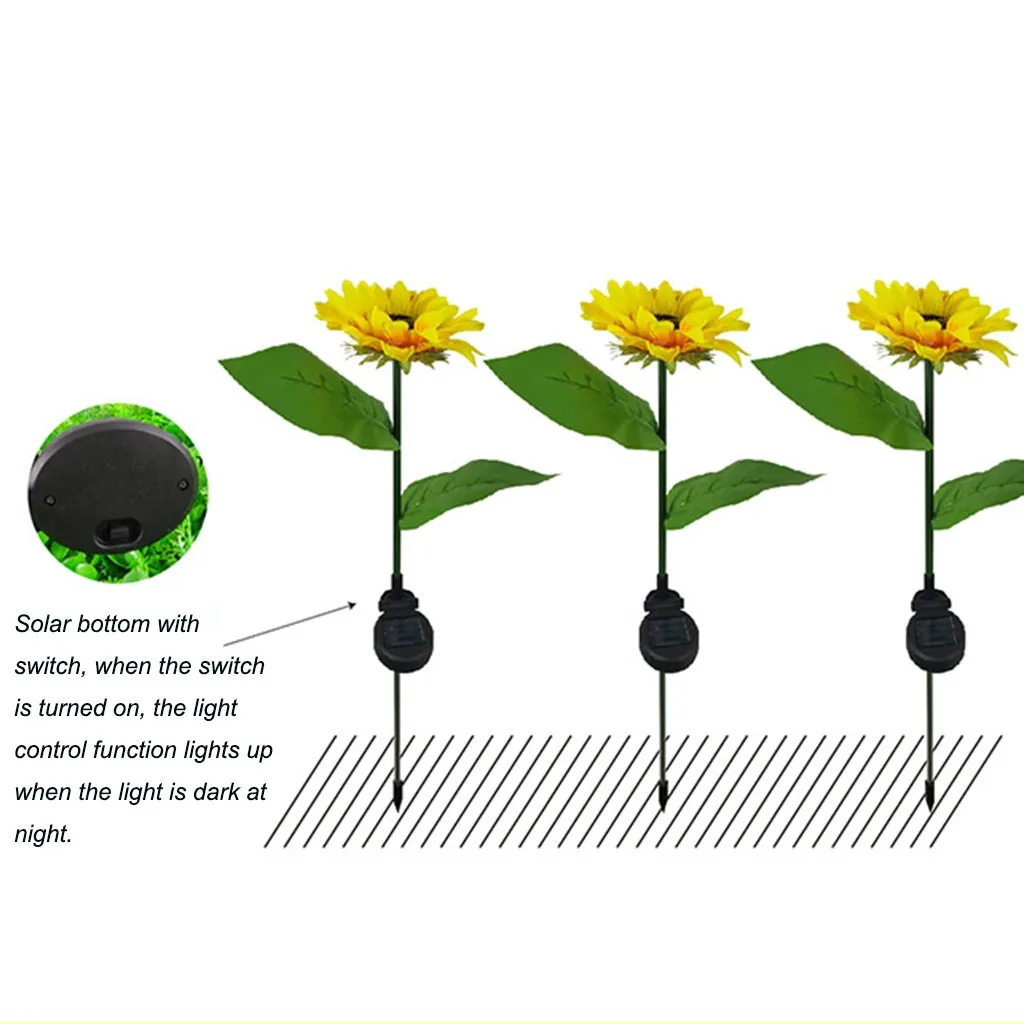 Шестые Напольного Солнечного света Sumflower сад Двор лужайка ландшафт Lamp 2 ПК Led