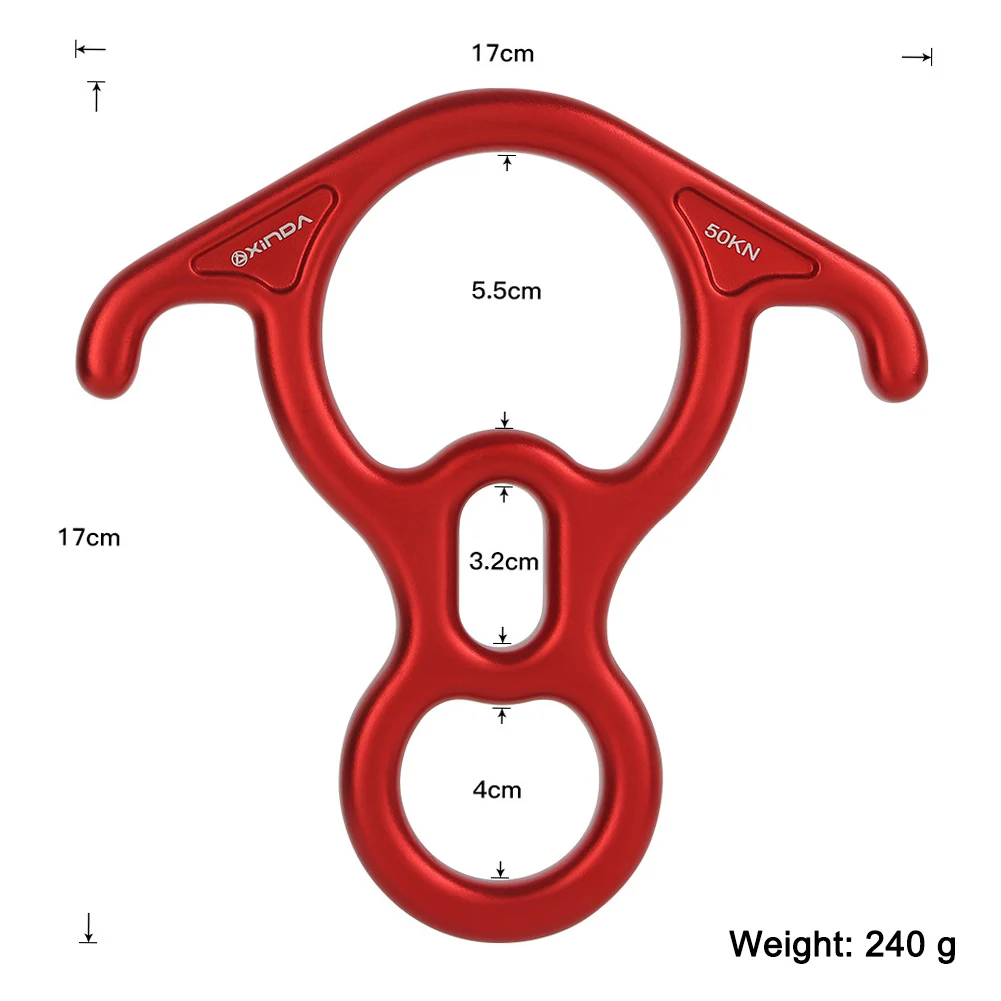 

Outdoor Mountain Climbing 8 Word Ring Abseiling Device Aluminum Alloy 50KN Rappelling Carabiner Downhill Slow Down Descender