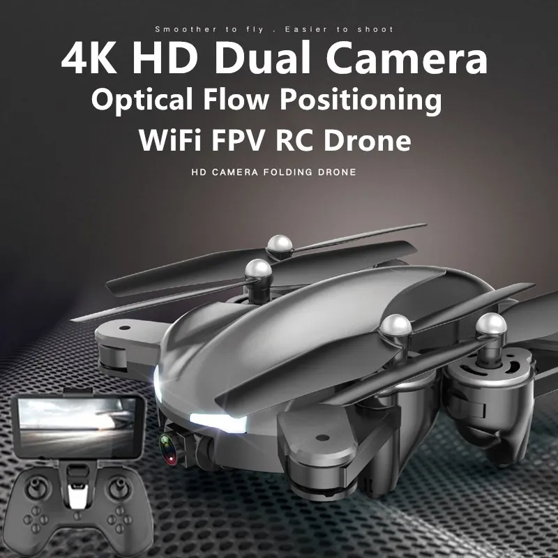Складная 4K HD Двойная камера RC Дрон 17 минут оптическое позиционирование потока