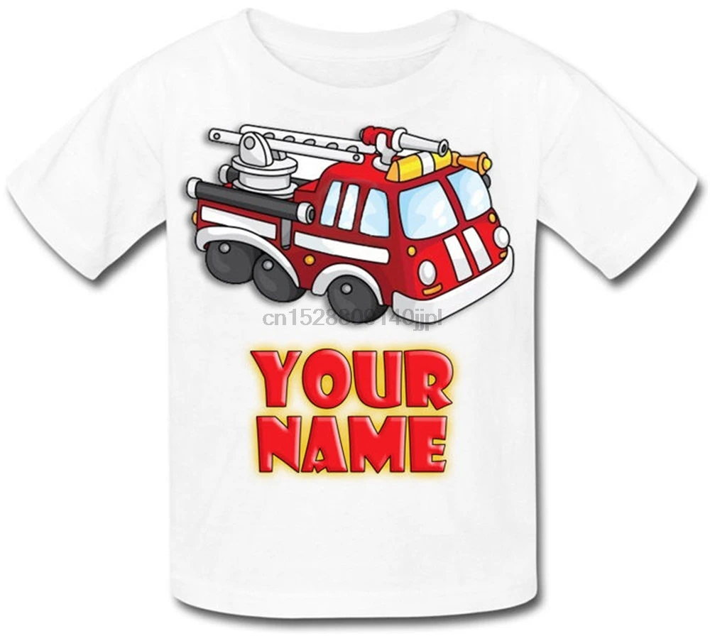 Персонализированная Детская футболка с пожарной машиной отличный подарок для