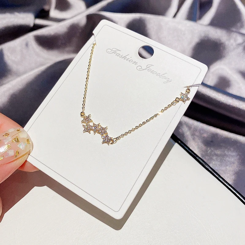 MIGGA 2021 New Micro Paved Cubic Zircon Star Necklace Gold Color Plated Women Clavicle Chain Jewelry | Украшения и аксессуары
